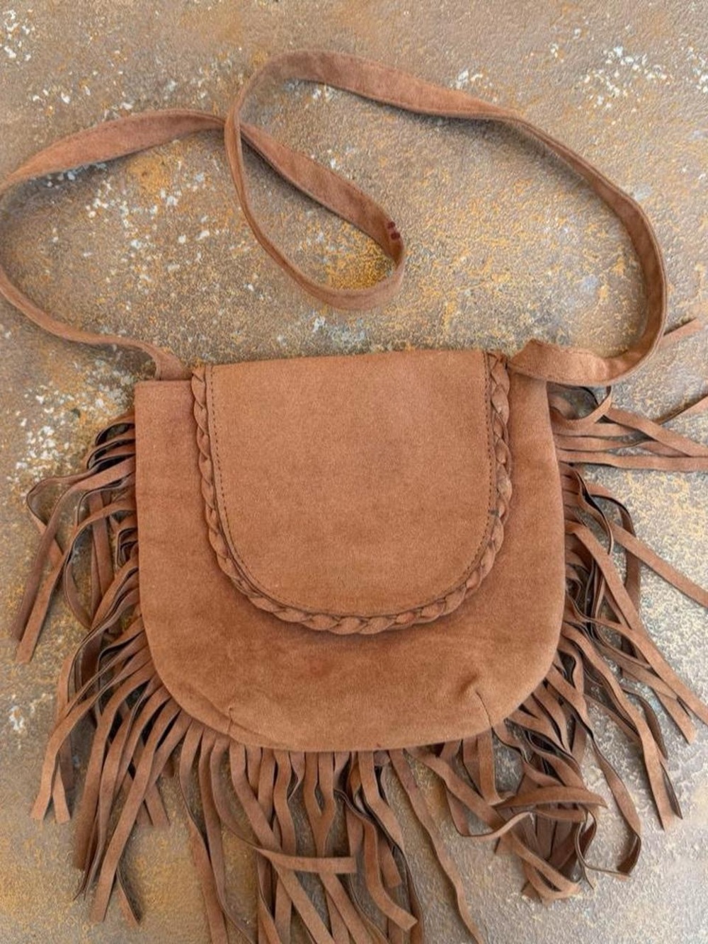 Brown faux suede fringe western handbag purse #boho #festival #summer